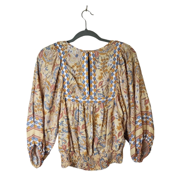 Rachel Zoe Orange Bohemian Floral Cropped Blouse - Picture 2 of 8